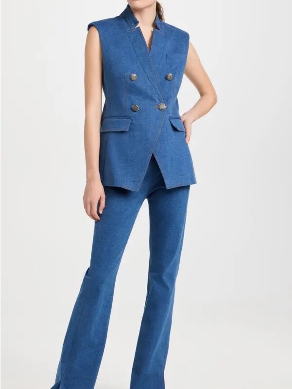 NWOT Veronica Beard Blue Double-Breasted Sleeveless Amika Vest Blazer